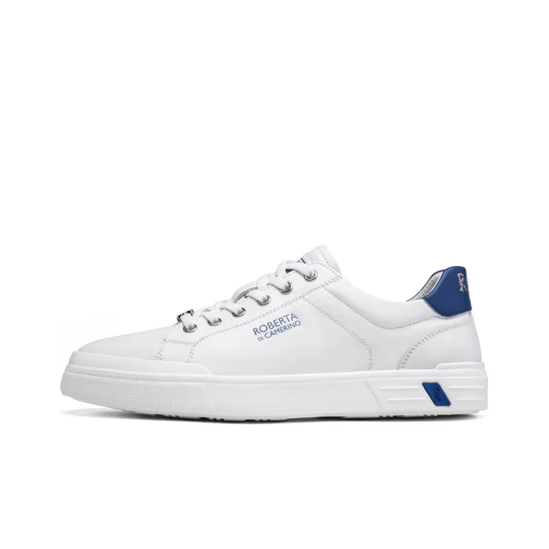 ROBERTA DI CAMERINO Cow Leather Stylish Skateboarding Shoes Men's White Blue-0