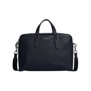COACH Graham Cross-Stitch Leather Briefcase Shoulder Bag Crossbody Bag Handbag Large Size Men's Midnight Blue