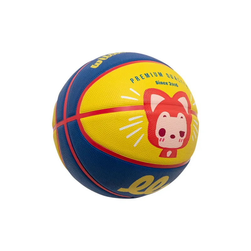 JRs Rubber Basketball Blue Yellow Size 5 Training Kids'-2