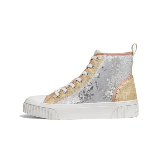 MICHAEL KORS Skateboard Shoes Women's High-Top Silver Gold