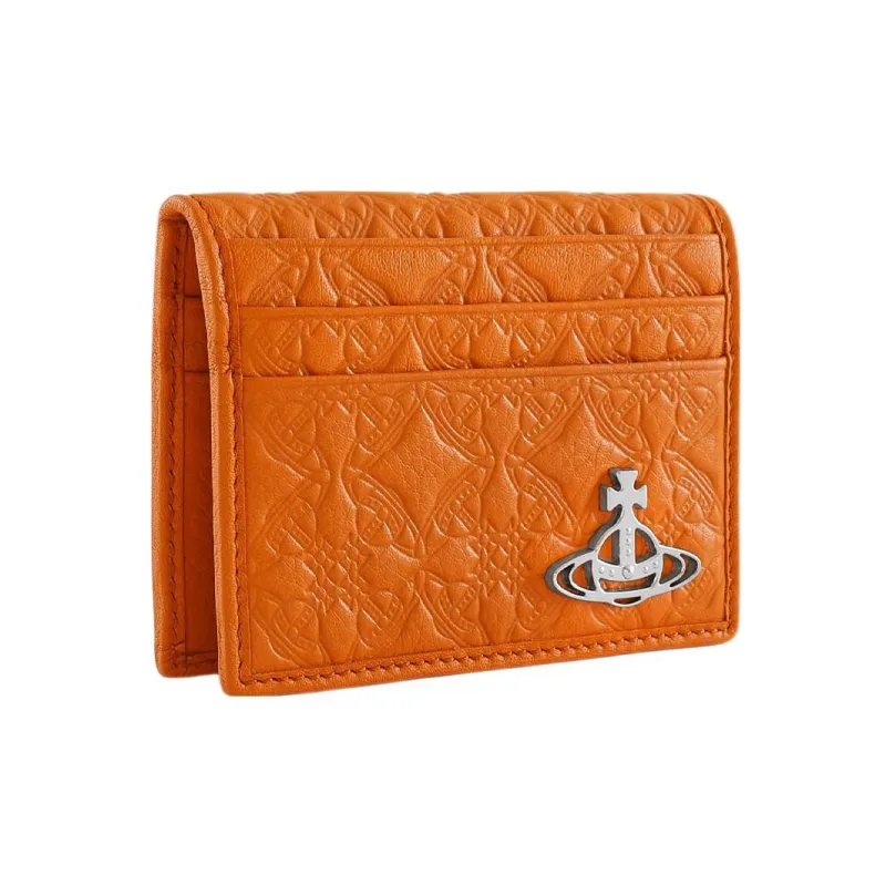 Vivienne Westwood Calfskin Card Holder Men's Orange-1