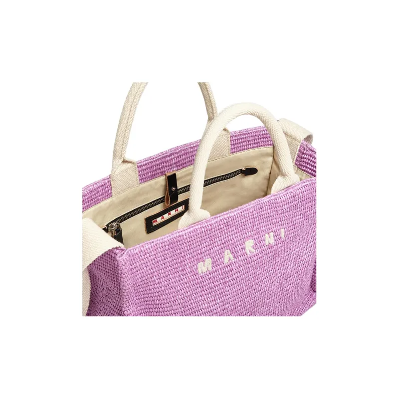 MARNI Raffia Tote Bag, Shopping Bag, Shoulder Bag, Crossbody Bag, Handbag Trumpets Women's Purple-3