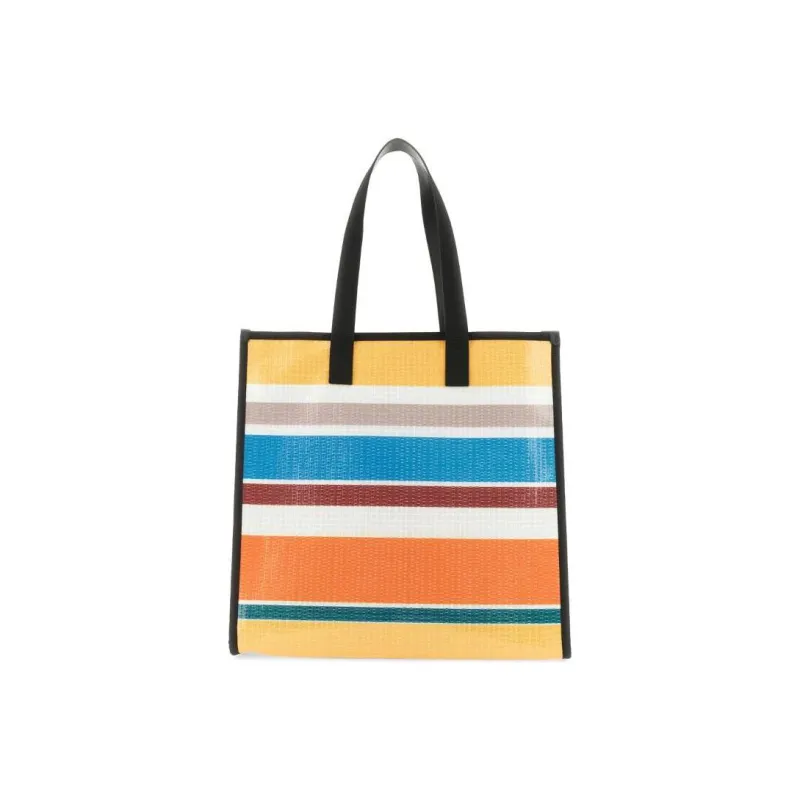 ETRO Logo Detailed Striped Tote Bag-5
