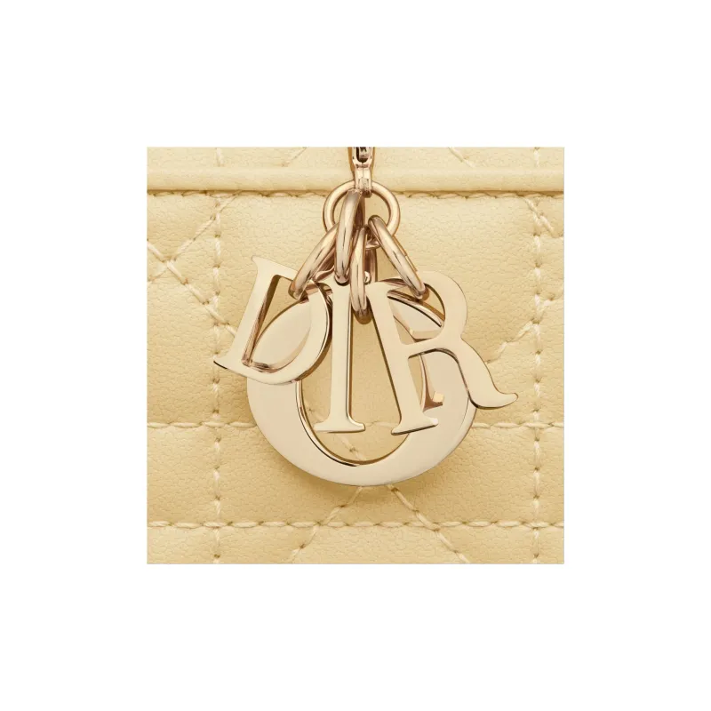 DIOR Lady Dior Lambskin Wallet Women's Light Yellow-4
