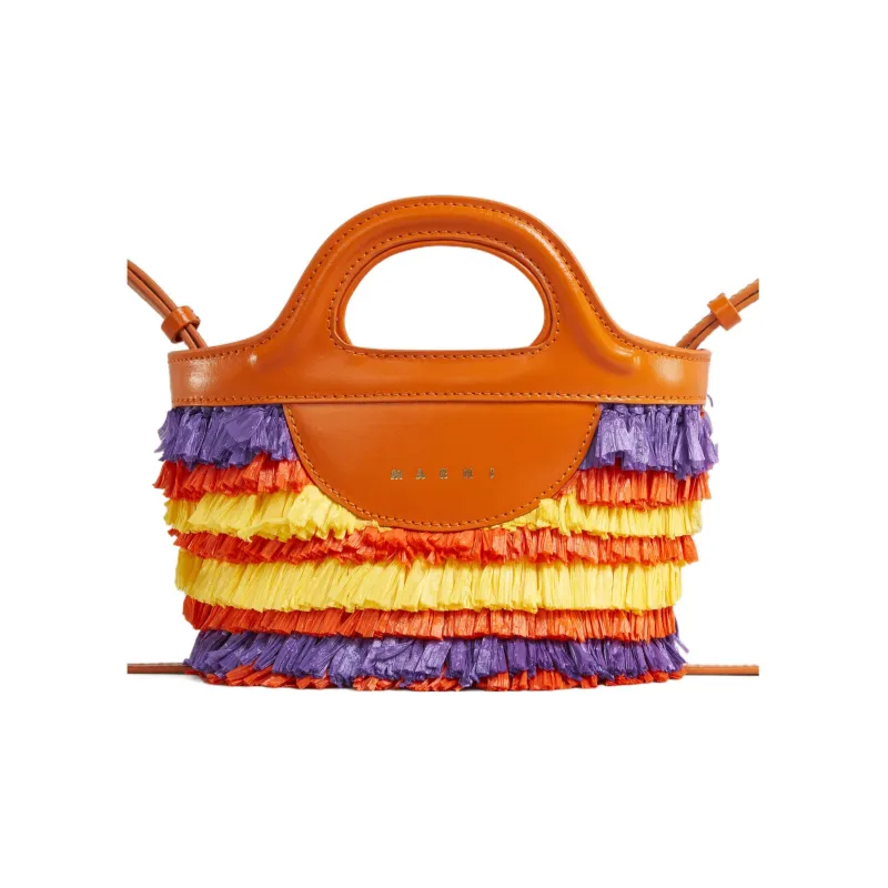 MARNI Logo Printed Fringe Detailed Tote Bag-3