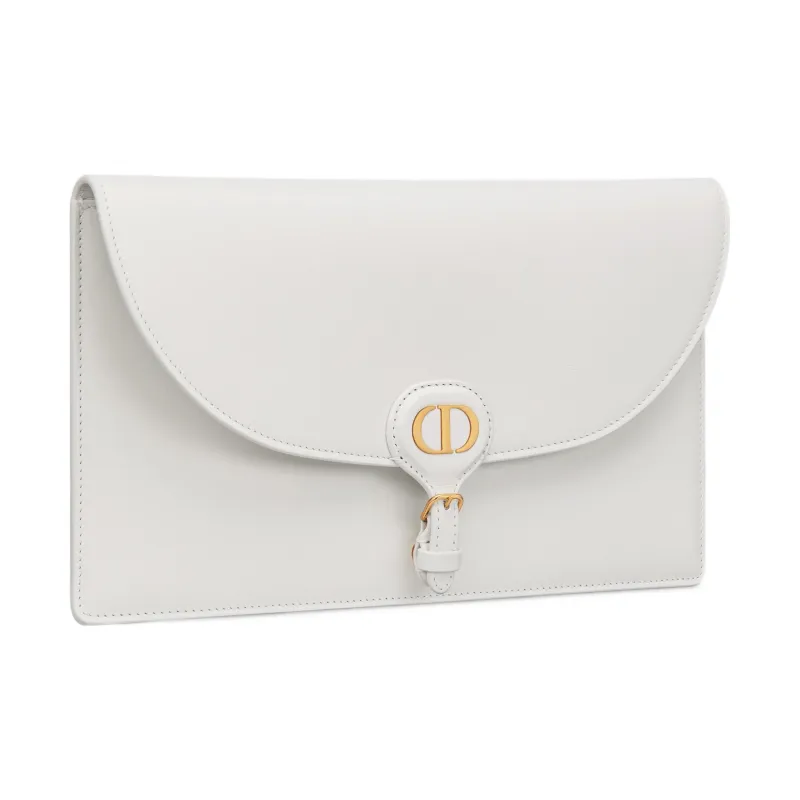 DIOR Bobby Smooth Calf Leather Clutch Women's White-1