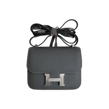 HERMES Constance Epsom Leather Shoulder Bag Crossbody Bag Mini Women's 88 Graphite Graphite Gray