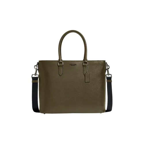 COACH Leather Tote Bag Shopping Bag Handbag Shoulder Bag Crossbody Bag Large Size Men's Olive Green