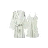 Pine and Plum Crane Chinese Fashion Trend 2-Piece Sleep Robe Set