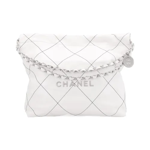 CHANEL 22Bag Leather Tote Bag Shopping Bag Handbag Shoulder Bag Women's White