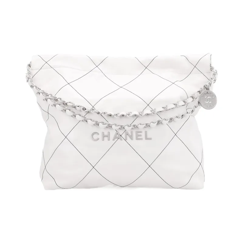 CHANEL 22Bag Leather Tote Bag, Shopping Bag, Handbag, Shoulder Bag Trumpets Women's White-0