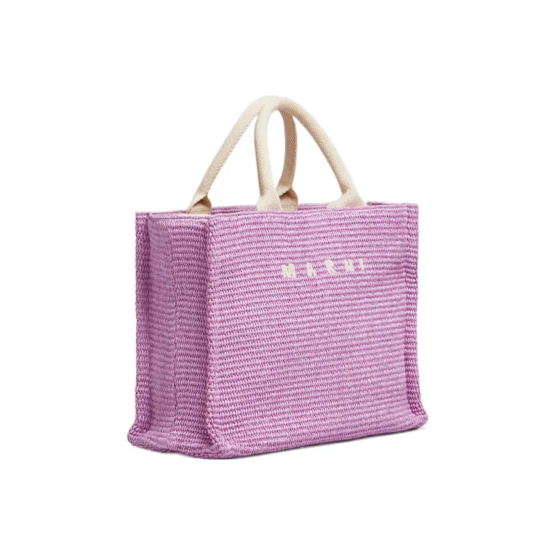 MARNI Raffia Tote Bag, Shopping Bag, Shoulder Bag, Crossbody Bag, Handbag Trumpets Women's Purple-1