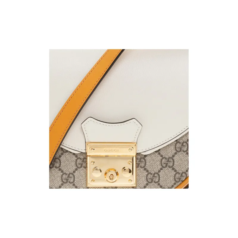 GUCCI Padlock Canvas With Leather Saddle Bag, Crossbody Bag, Shoulder Bag Women's-3