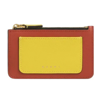 MARNI Saffiano Logo Printed Color-Block Card Case
