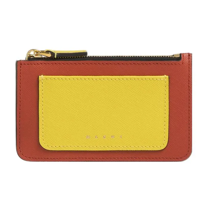 MARNI Saffiano Logo Printed Color Block Card Case-0
