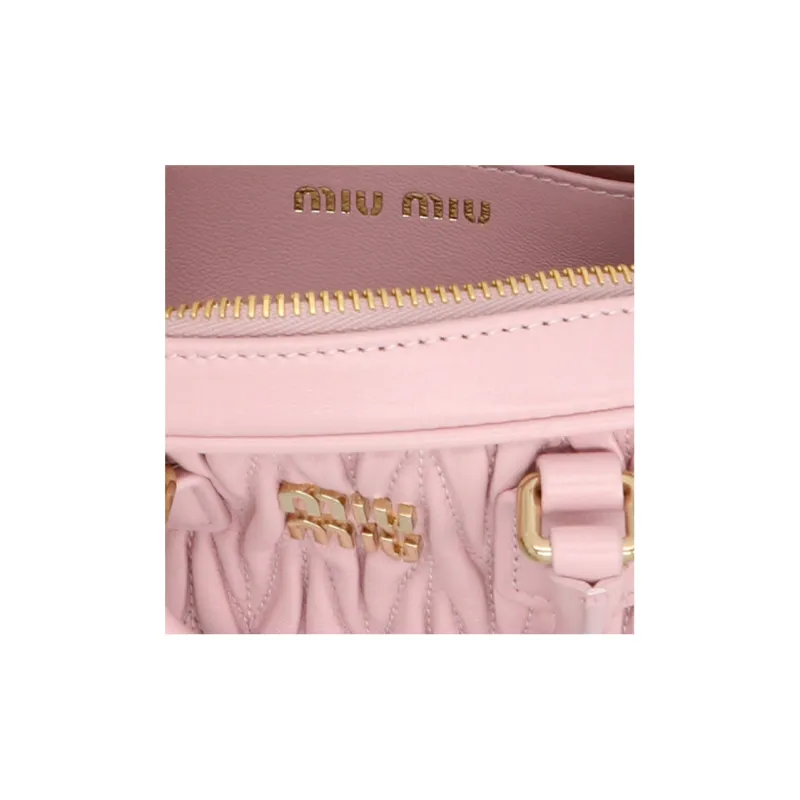 MIU MIU Arcadie Collection Matelassé Nappa Leather One Shoulder Handbag Regular Women's Pink-3