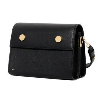 RSVP Paris Duo V2 Collection Grained Cow Leather Crossbody Bag Shoulder Bag Women's Black