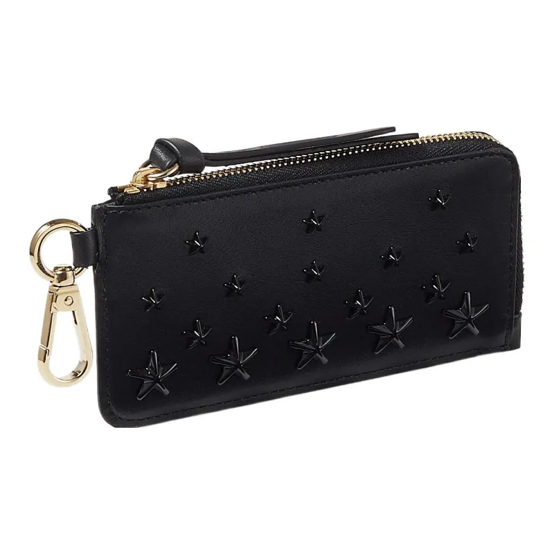 Jimmy Choo Smooth Calf Leather Business Card Holder Card Case Women's Black-1