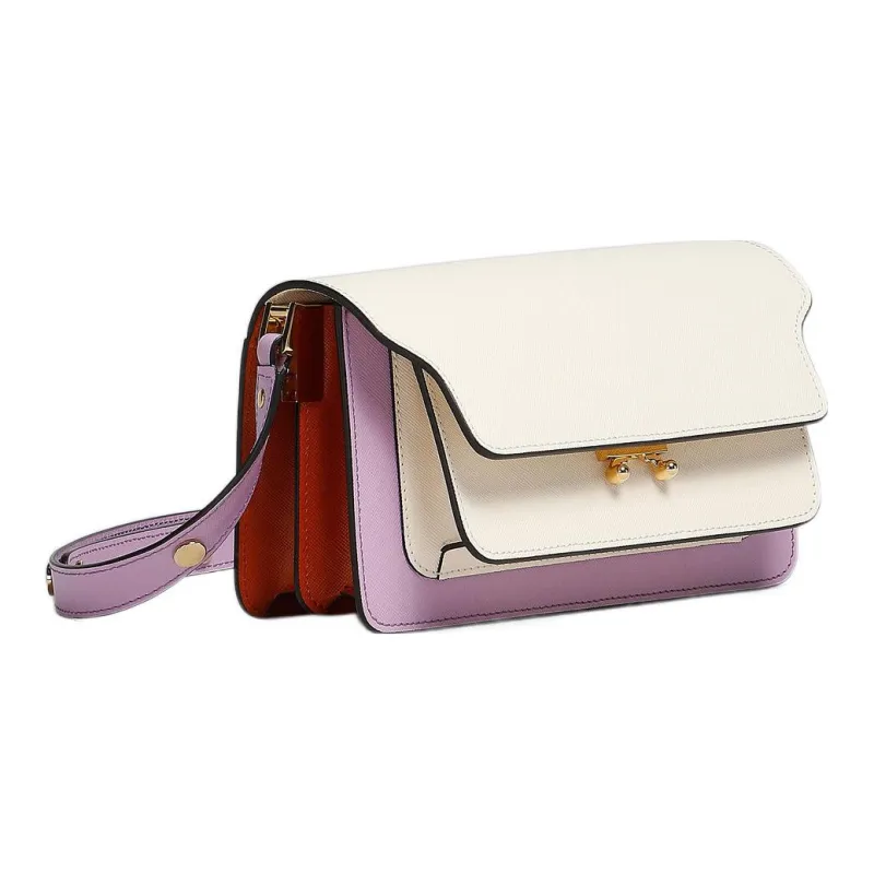 MARNI Colour Block Saffiano Foldover Top Shoulder Bag-1