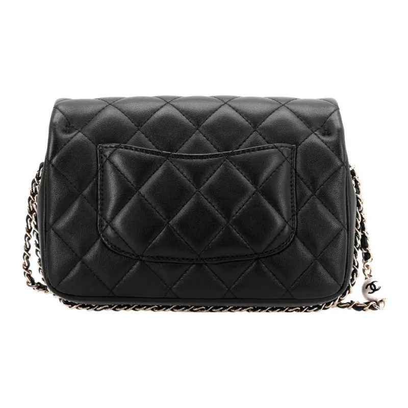 CHANEL Lambskin Shoulder Bag Women's Black-2