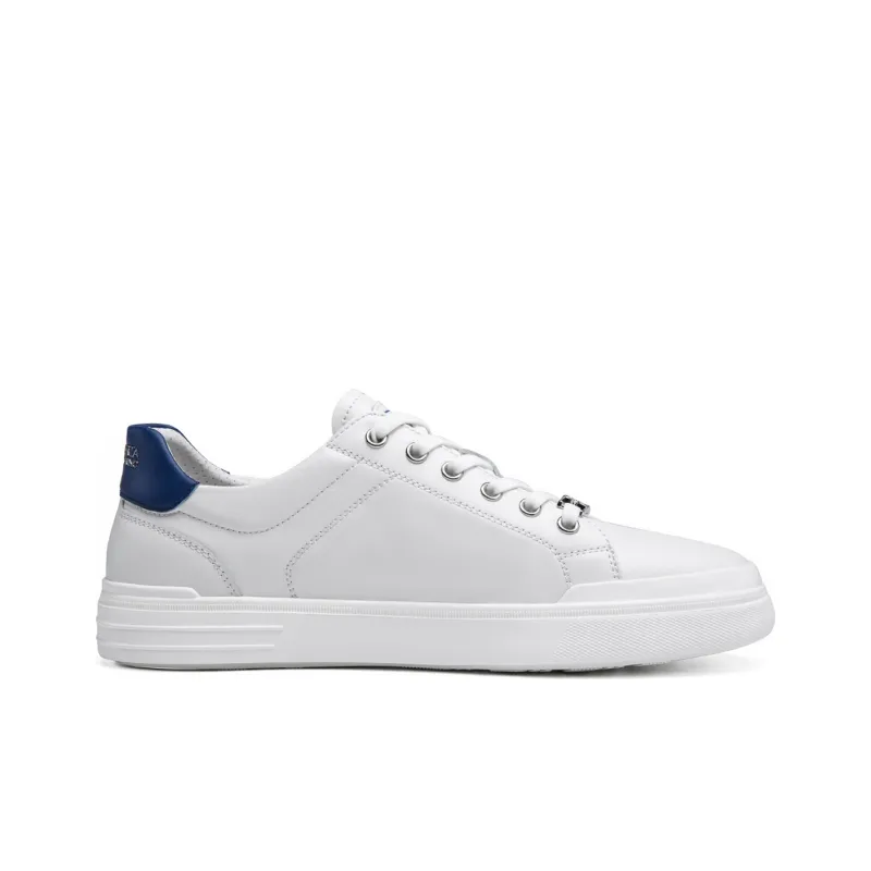 ROBERTA DI CAMERINO Cow Leather Stylish Skateboarding Shoes Men's White Blue-1