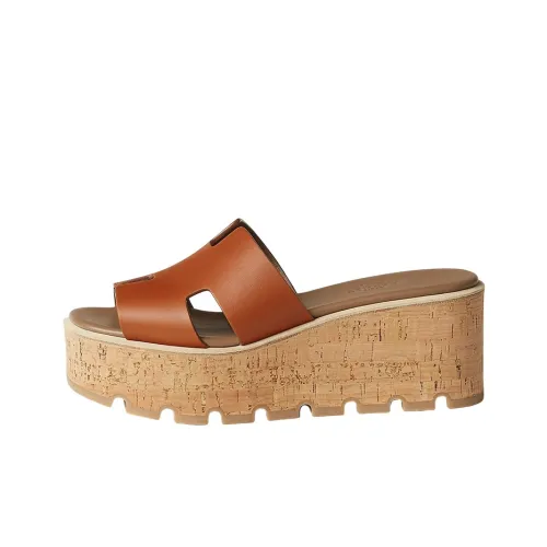 HERMES Slide Slippers Women's Brown