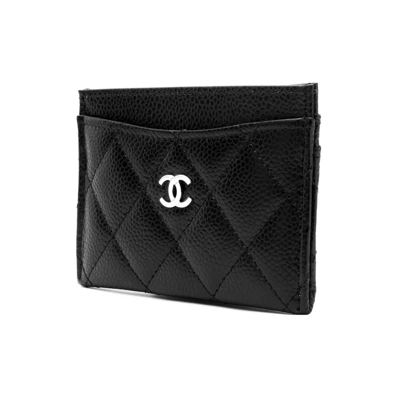 CHANEL Grain Calfskin Card Holder Women's Black-1