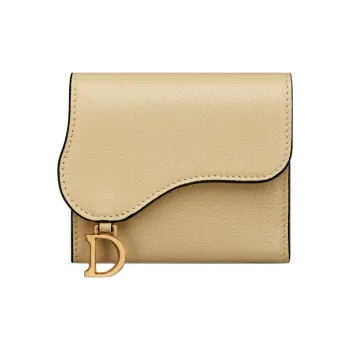 DIOR Saddle Sheepskin Wallet Women's Light Yellow