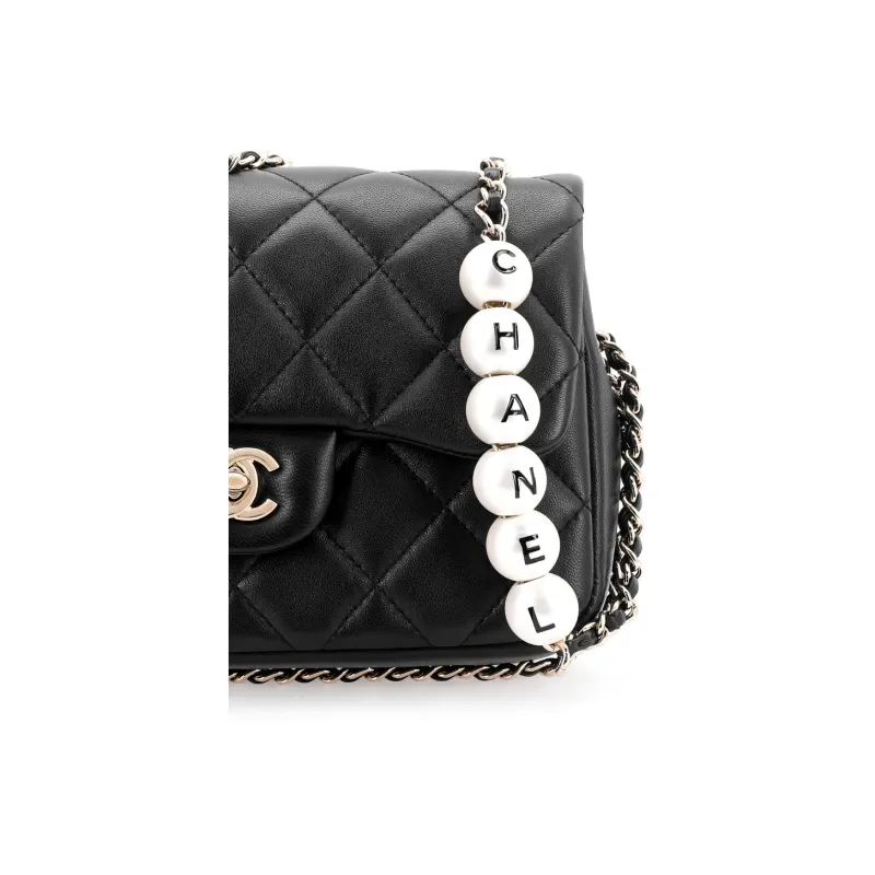 CHANEL Lambskin Shoulder Bag Women's Black-5