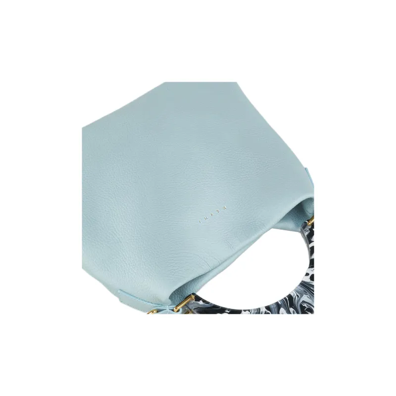 MARNI Venice Cow Leather Hobo Bag Handheld Shoulder Bag Crossbody Bag Handbag Small Size Women's Light Blue-4