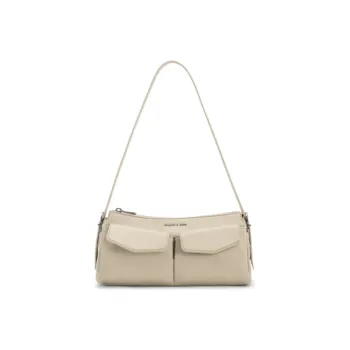 CHARLES&KEITH Fabric Charles & Keith Shoulder Bag Women's White/Blue/Black/Beige