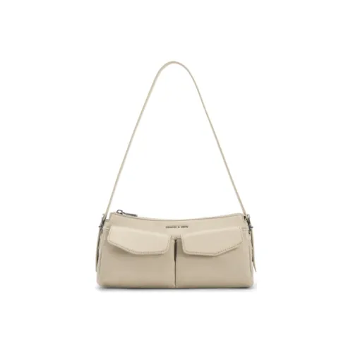 CHARLES&KEITH Fabric Charles & Keith Shoulder Bag Women's White/Blue/Black/Beige