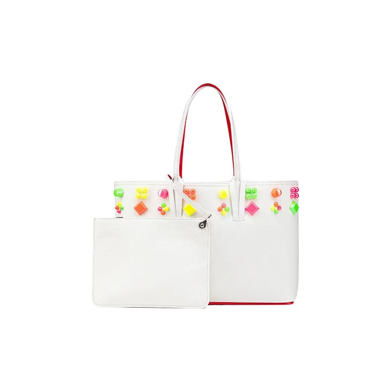 CL LUBOTING Calfskin Tote Bag Shopping Bag Shoulder Bag Crossbody Bag Handbag Small Size Women's White-1