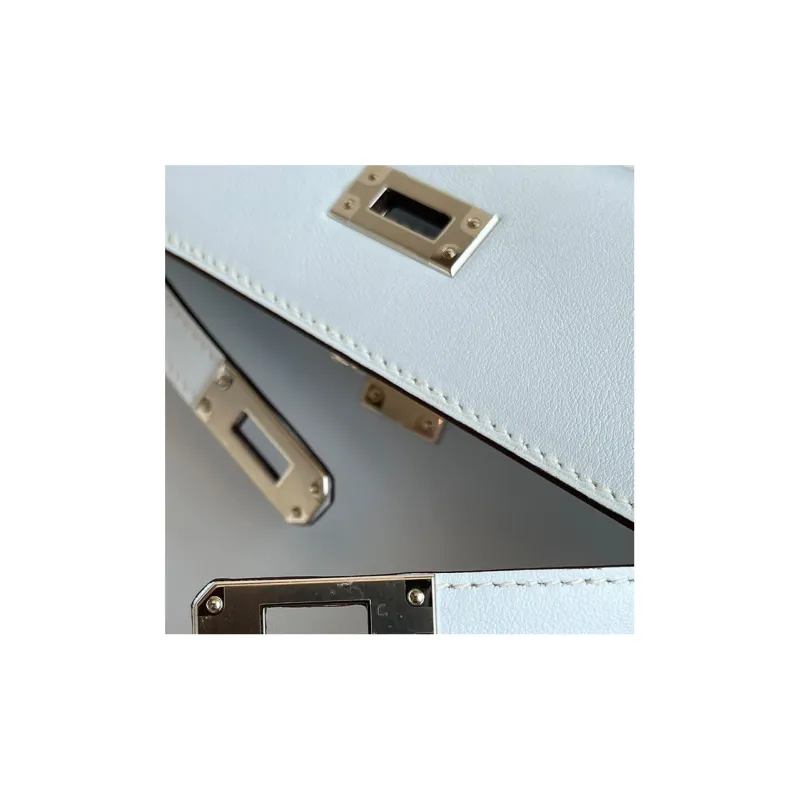 HERMES Mini Kelly Generation 1 Swift Leather Kelly Bag Handbags Women's T0 Bleu Brume Haze Blue/Dusty Blue-6