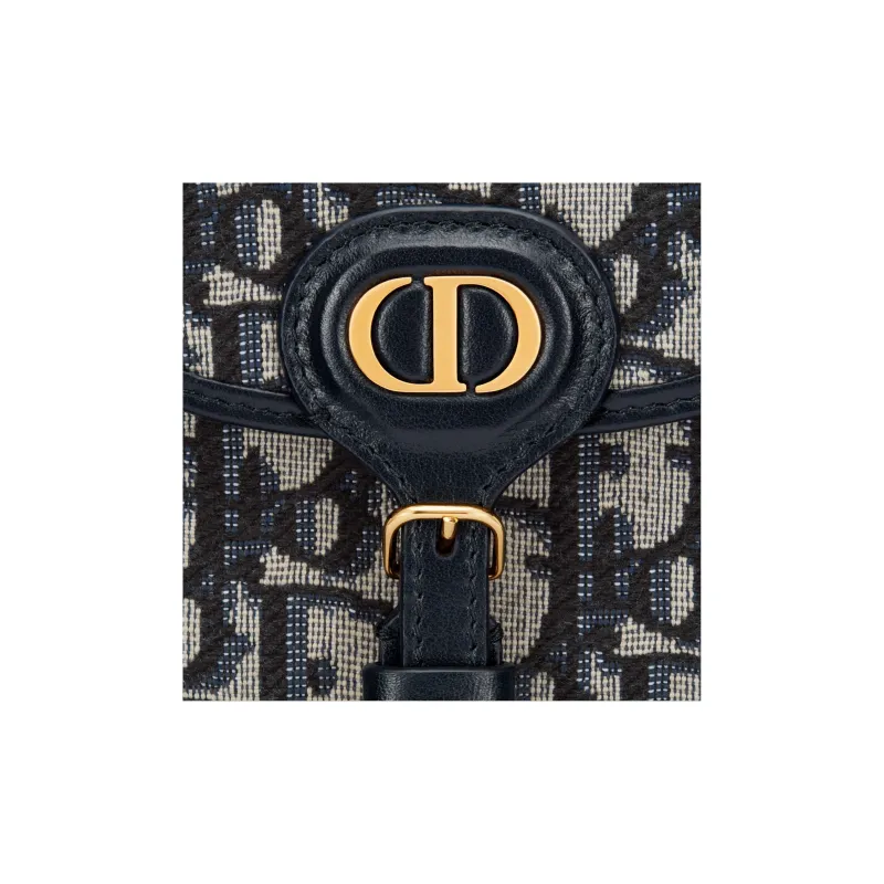DIOR Bobby Leather Wallet Mini Women's Dark Blue-4