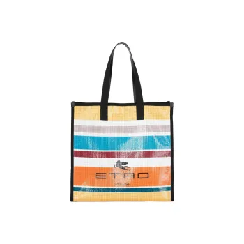 ETRO Logo Detailed Striped Tote Bag
