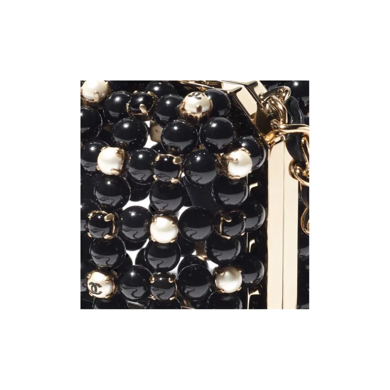 CHANEL Glass Beads Evening Bag, Crossbody Bag, Shoulder Bag Mini Women's Black & White-4