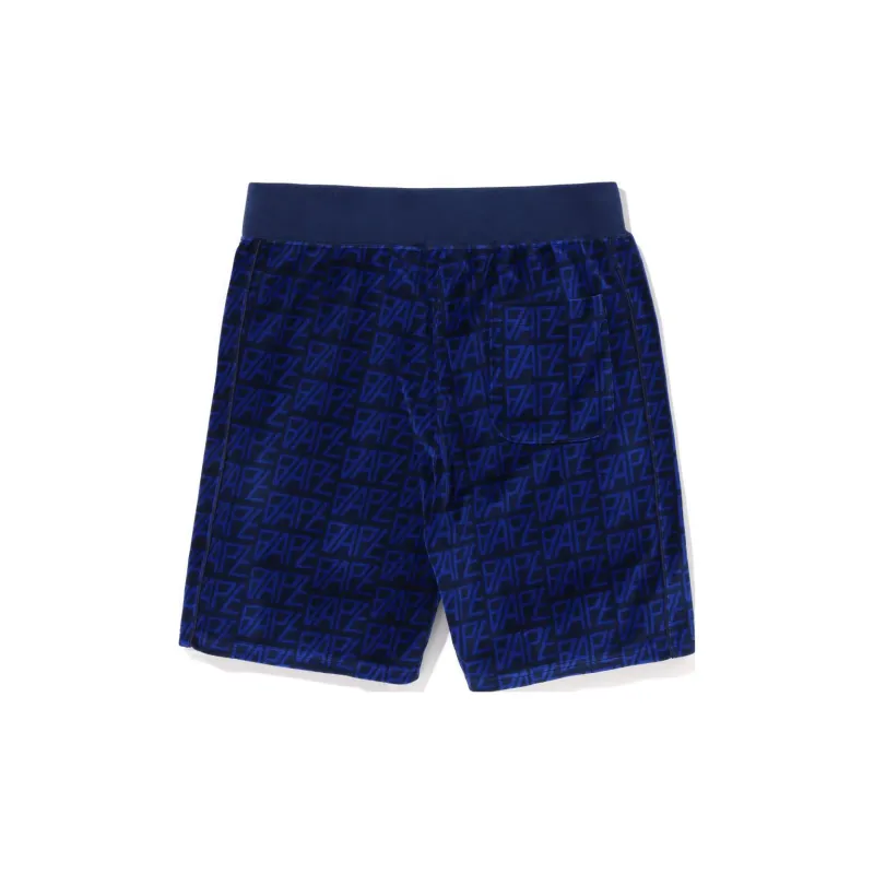 Bape Logo Monogram Velour Shorts-4