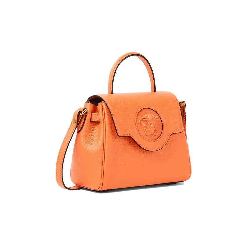 VERSACE La Medusa Cow Leather Shoulder Bag Crossbody Bag Handbag Small Size Women's Orange-1