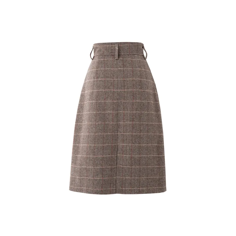 SOON FLOWER Casual Long Skirts Women's Khaki-1
