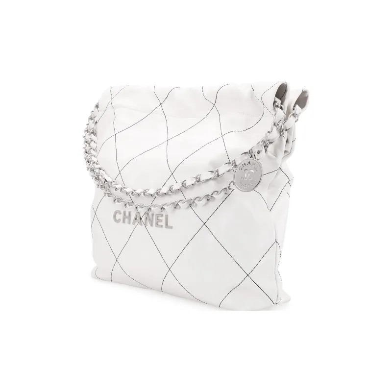 CHANEL 22Bag Leather Tote Bag, Shopping Bag, Handbag, Shoulder Bag Trumpets Women's White-1