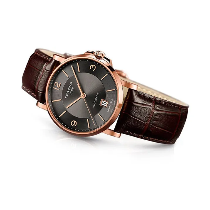 CERTINA Automatic Mechanical Movement Men's Watches Watch Black Dial Stainless Steel Case Cow Leather Strap-2