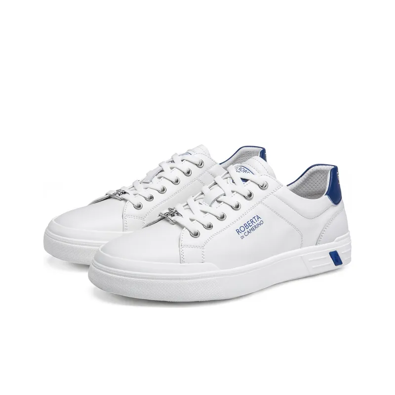 ROBERTA DI CAMERINO Cow Leather Stylish Skateboarding Shoes Men's White Blue-2