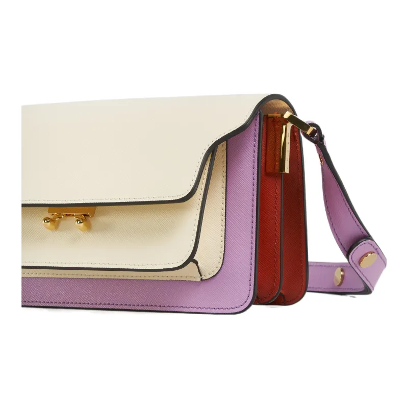 MARNI Colour Block Saffiano Foldover Top Shoulder Bag-3