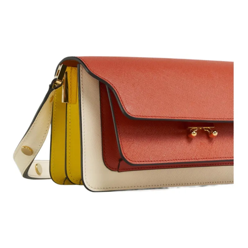 MARNI Colour-Block Saffiano Foldover-Top Shoulder Bag-3