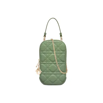 DIOR Lady Dior Lambskin Shoulder Bag Crossbody Bag Handbag Cell Phone Pouch Women's Mint Green