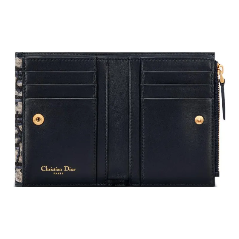 DIOR Bobby Leather Wallet Mini Women's Dark Blue-2