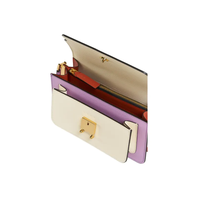 MARNI Colour Block Saffiano Foldover Top Shoulder Bag-4