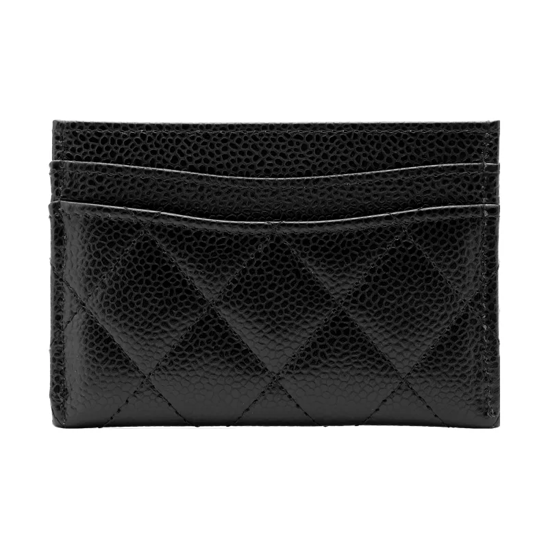 CHANEL Grain Calfskin Card Holder Women's Black-2