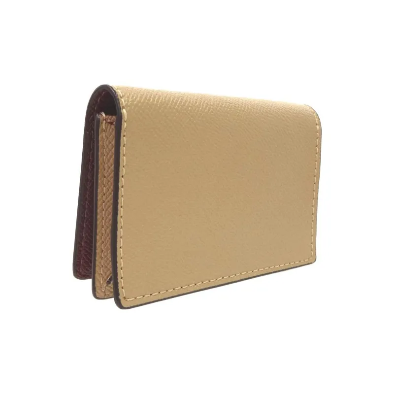 COACH Card Case Litchi Grain Leather Business Card Holder Wallet Women's Umber-2